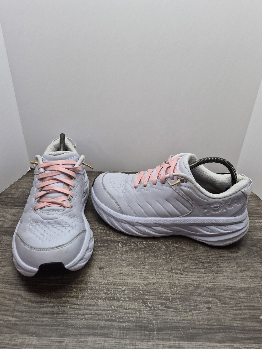 Hoka One One Bondi SR White Leather Sneakers Shoes Women's Size 9.5